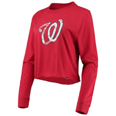 Washington Nationals New Era Women's Baby Jersey Cropped Long Sleeve T-Shirt Lifestyle