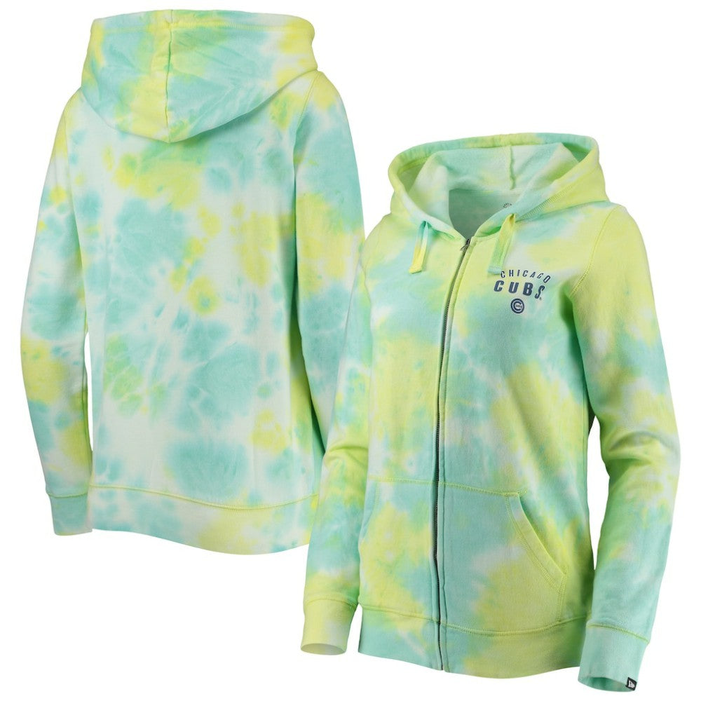 Chicago Cubs New Era Women's Tie-Dye Full-Zip Hoodie On Sale
