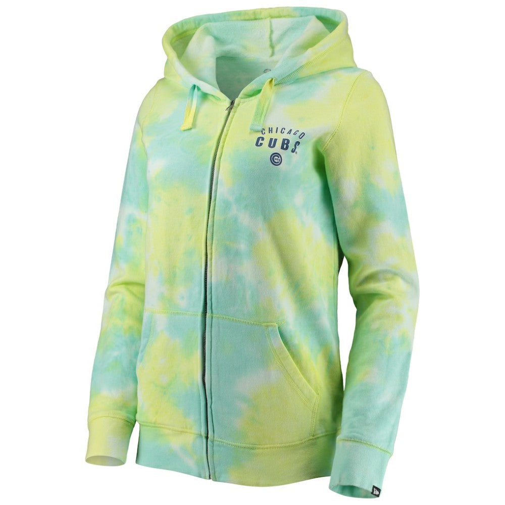 Chicago Cubs New Era Women's Tie-Dye Full-Zip Hoodie On Sale
