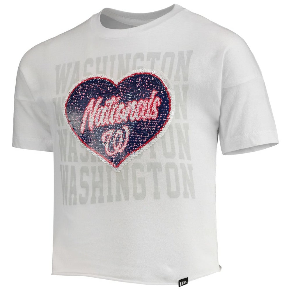 Washington Nationals New Era Girls Youth Flip Sequin Heart Crop Top for sale