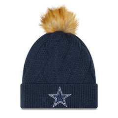 Dallas Cowboys New Era Women's Snowy Cuffed Knit Hat with Pom Navy - NFL