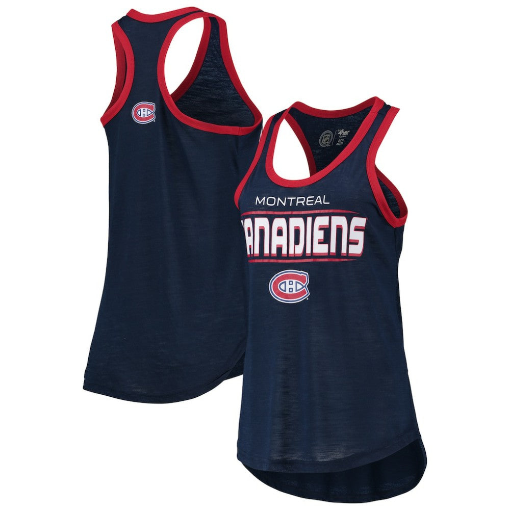 Montreal Canadiens - G-III Sports by Carl Banks Women's Showdown Slub Racerback Tank Top Navy