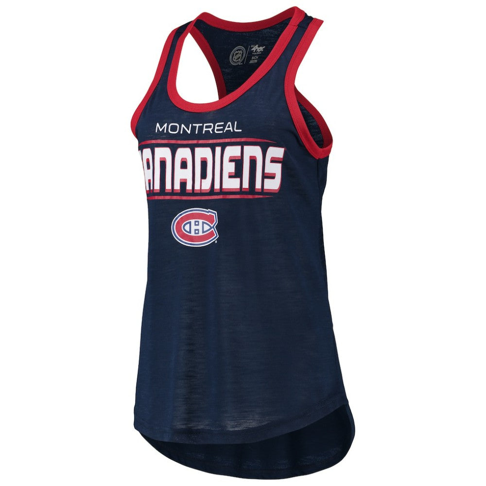 Montreal Canadiens - G-III Sports by Carl Banks Women's Showdown Slub Racerback Tank Top Navy