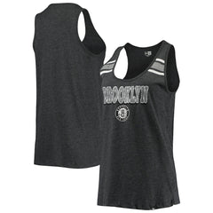 New Era - Brooklyn Nets Women's Scoop-Neck Racerback Tank Top - Heathered Black