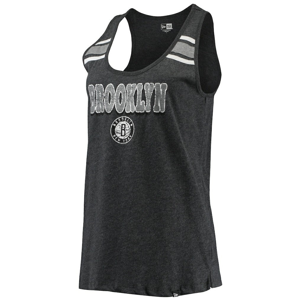 New Era - Brooklyn Nets Women's Scoop-Neck Racerback Tank Top - Heathered Black