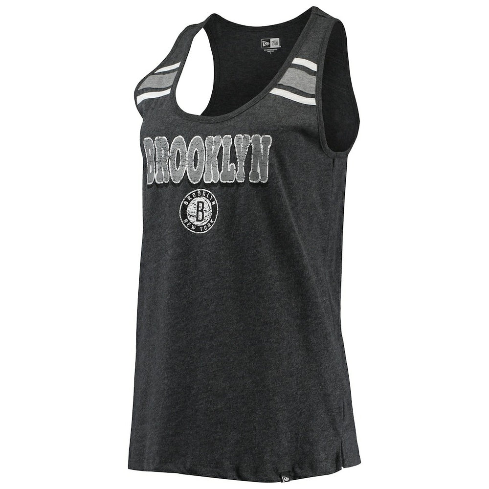 New Era - Brooklyn Nets Women's Scoop-Neck Racerback Tank Top - Heathered Black