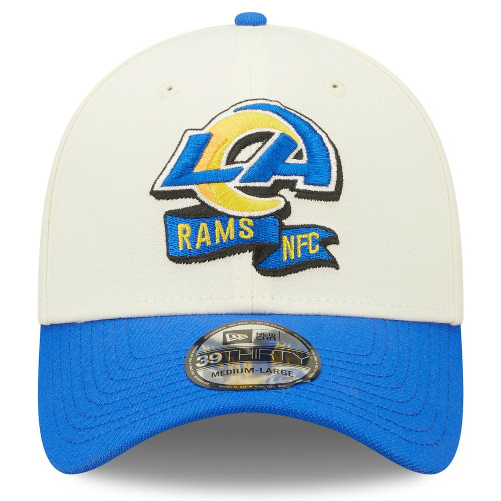 Los Angeles Rams New Era 2022 Sideline 39THIRTY 2-Tone Flex Hat Cream/Royal - NFL