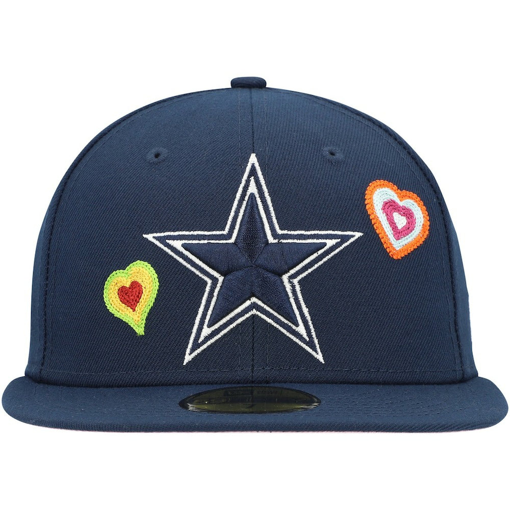 Dallas Cowboys New Era Chain Stitch Heart 59FIFTY Fitted Hat Navy - NFL