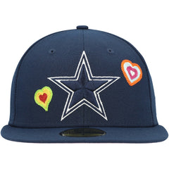 Dallas Cowboys New Era Chain Stitch Heart 59FIFTY Fitted Hat Navy - NFL