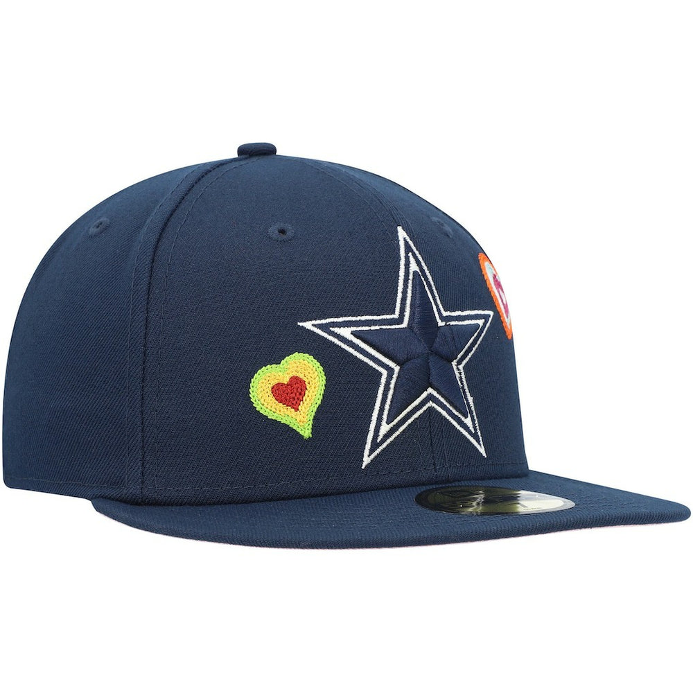 Dallas Cowboys New Era Chain Stitch Heart 59FIFTY Fitted Hat Navy - NFL