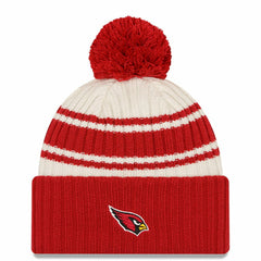 Arizona Cardinals New Era 2022 Sideline Sport Cuffed Pom Knit Hat Cream/Cardinal - NFL