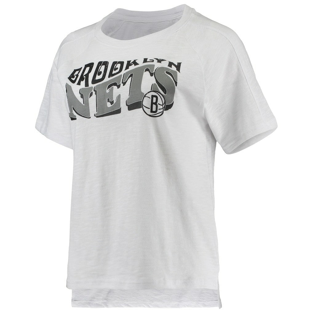 NBA - Brooklyn Nets Concepts Sport Women's Resurgence Slub Burnout Raglan Top & Shorts Sleep Set - Charcoal/White