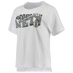 NBA - Brooklyn Nets Concepts Sport Women's Resurgence Slub Burnout Raglan Top & Shorts Sleep Set - Charcoal/White