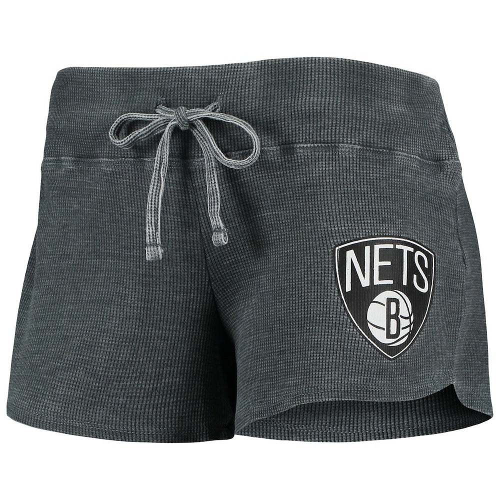 NBA - Brooklyn Nets Concepts Sport Women's Resurgence Slub Burnout Raglan Top & Shorts Sleep Set - Charcoal/White