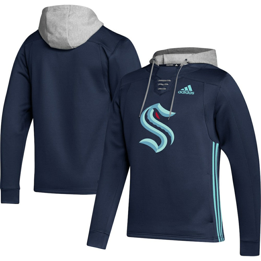 Seattle Kraken adidas Skate Lace Primeblue Team Pullover Hoodie Deep Sea Blue