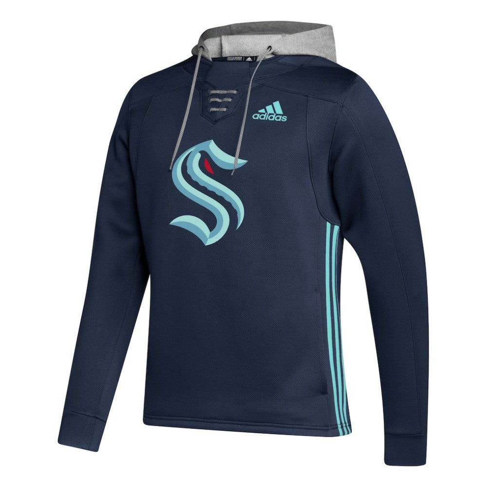 Seattle Kraken adidas Skate Lace Primeblue Team Pullover Hoodie Deep Sea Blue