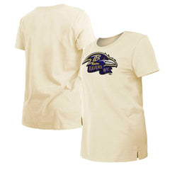 Baltimore Ravens New Era Women's Chrome Sideline T-Shirt Cream - NFL