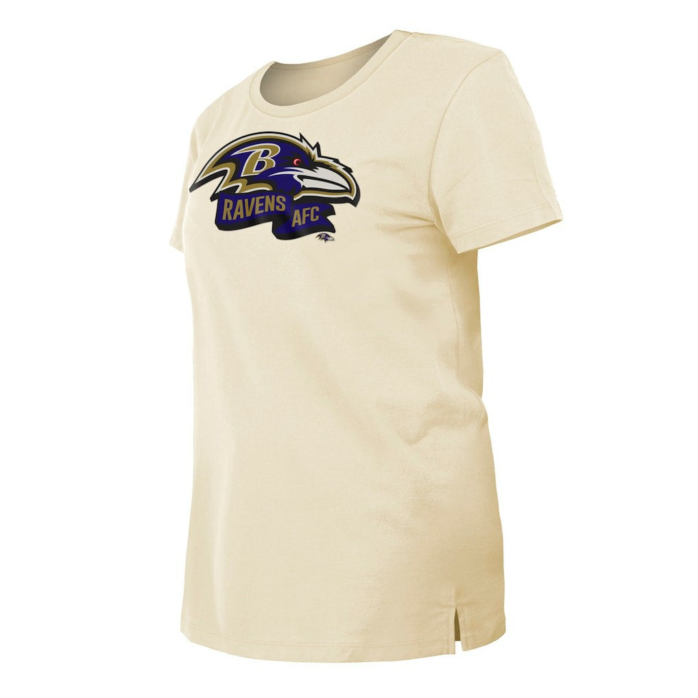 Baltimore Ravens New Era Women's Chrome Sideline T-Shirt Cream - NFL