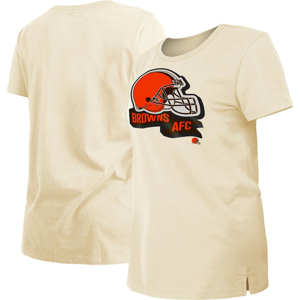 Cleveland Browns New Era Women's Chrome Sideline T-Shirt Cream - NFL