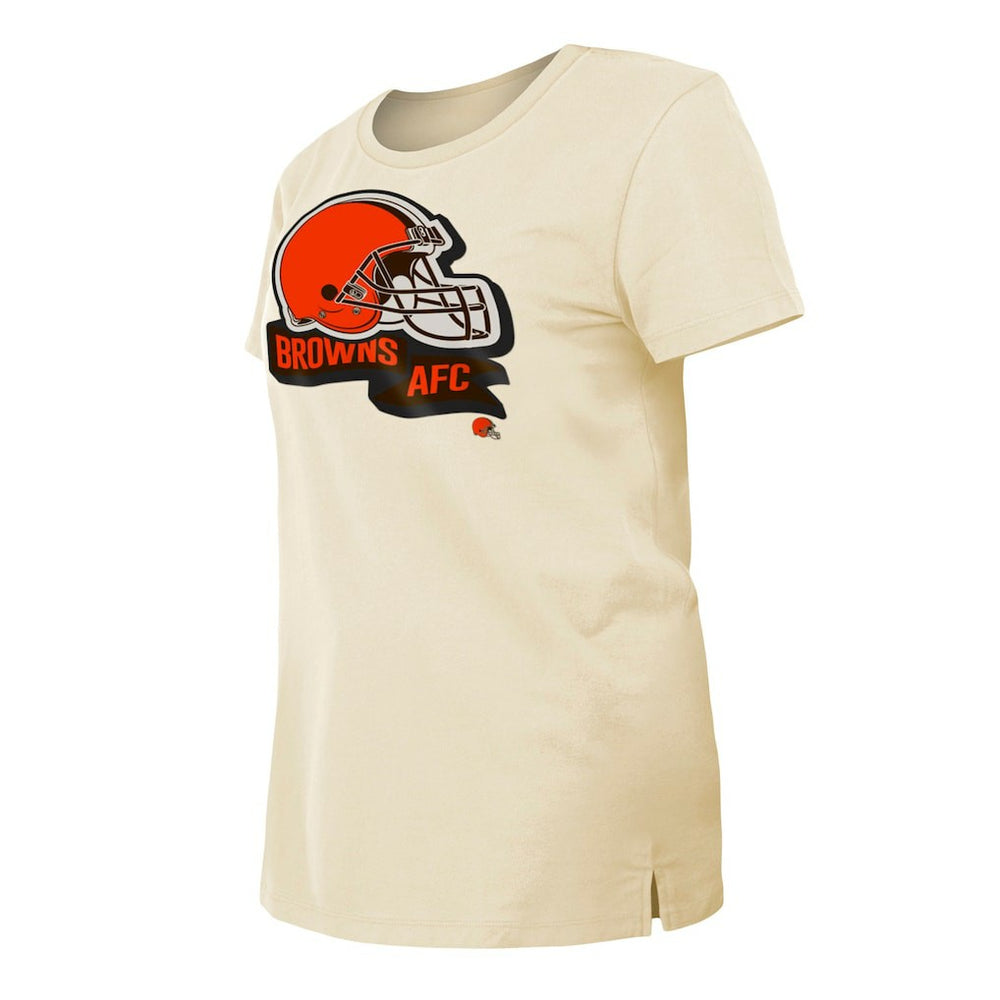 Cleveland Browns New Era Women's Chrome Sideline T-Shirt Cream - NFL