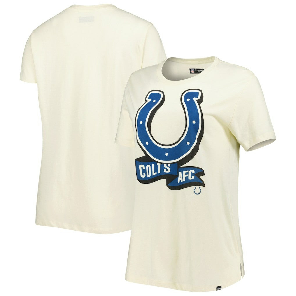 Indianapolis Colts New Era Women's Chrome Sideline T-Shirt Cream - NFL