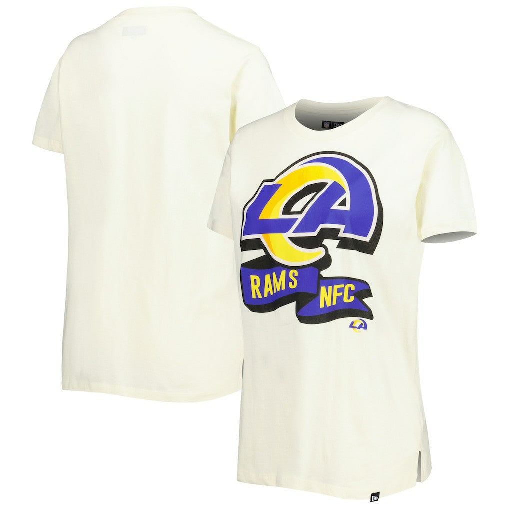 Los Angeles Rams New Era Women's Chrome Sideline T-Shirt Cream - NFL