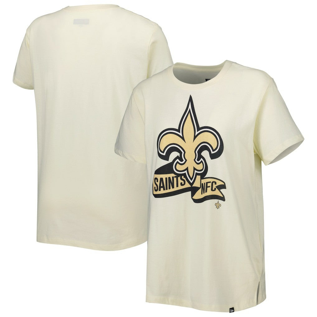 New Orleans Saints New Era Women's Chrome Sideline T-Shirt Cream - NFL