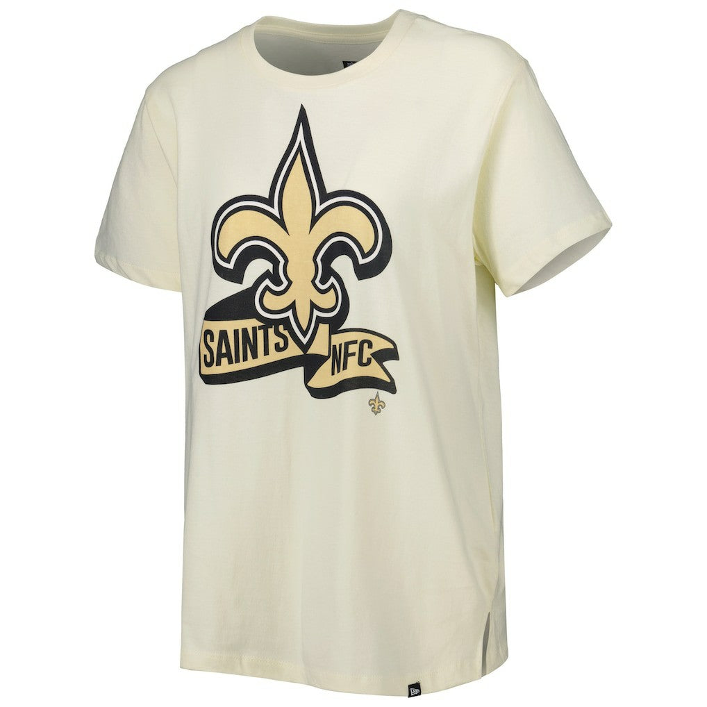 New Orleans Saints New Era Women's Chrome Sideline T-Shirt Cream - NFL
