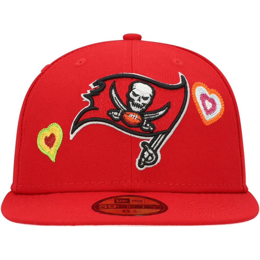 Tampa Bay Buccaneers New Era Chain Stitch Heart 59FIFTY Fitted Hat Scarlet - NFL