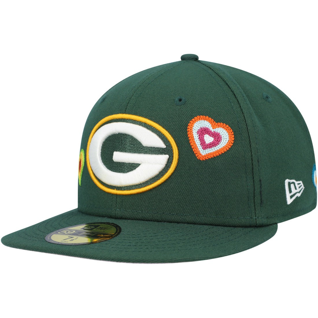 Green Bay Packers New Era Chain Stitch Heart 59FIFTY Fitted Hat Green - NFL