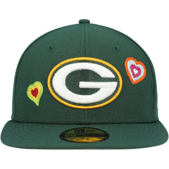 Green Bay Packers New Era Chain Stitch Heart 59FIFTY Fitted Hat Green - NFL