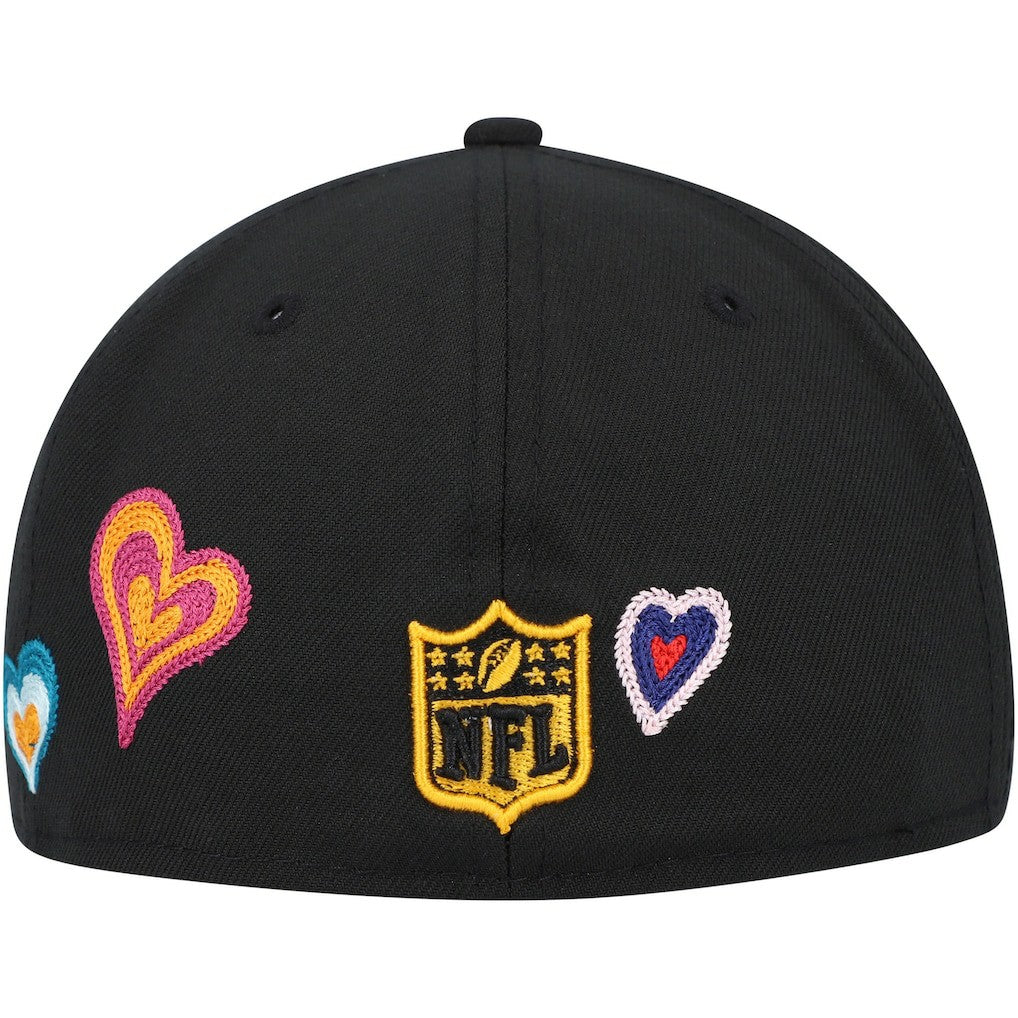 Pittsburgh Steelers New Era Chain Stitch Heart 59FIFTY Fitted Hat Black - NFL