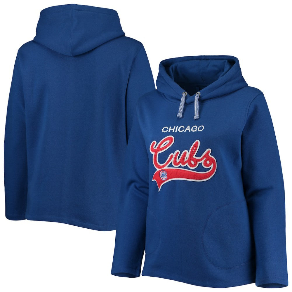 Chicago Cubs Soft as a Grape Women's Plus Size Side Split Pullover Hoodie Clearance