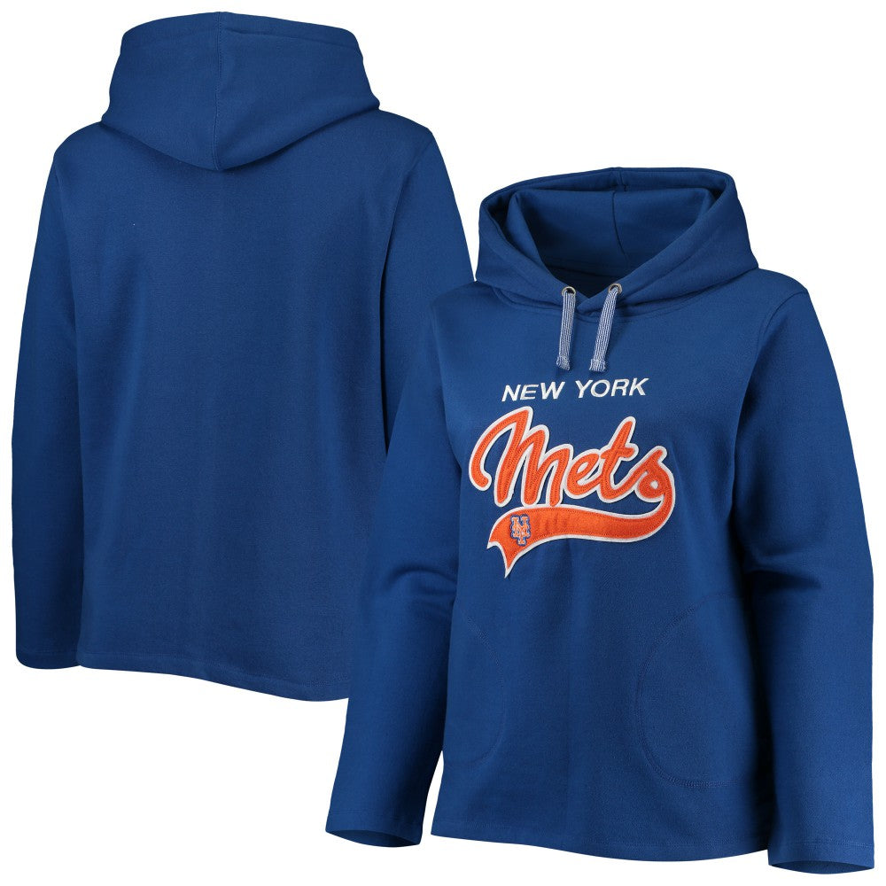 New York Mets Soft as a Grape Women's Plus Size Side Split Pullover Hoodie Clearance