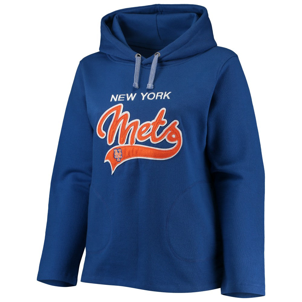 New York Mets Soft as a Grape Women's Plus Size Side Split Pullover Hoodie Clearance