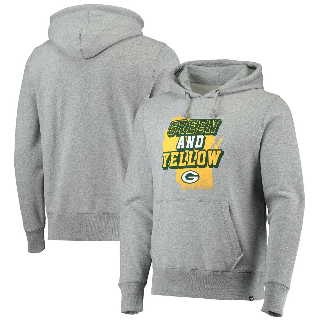 Green Bay Packers '47 Team Headline Pullover Hoodie Heathered Gray - 47 brand