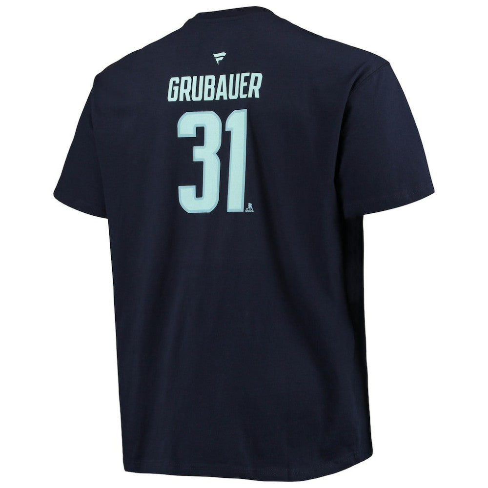 Philipp Grubauer Seattle Kraken Fanatics Big & Tall Name & Number T-Shirt Deep Sea Blue