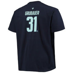 Philipp Grubauer Seattle Kraken Fanatics Big & Tall Name & Number T-Shirt Deep Sea Blue