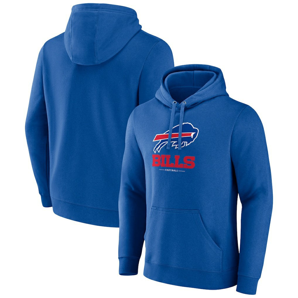 Buffalo Bills Logo Team Lockup Fitted Pullover Hoodie Royal - NFL