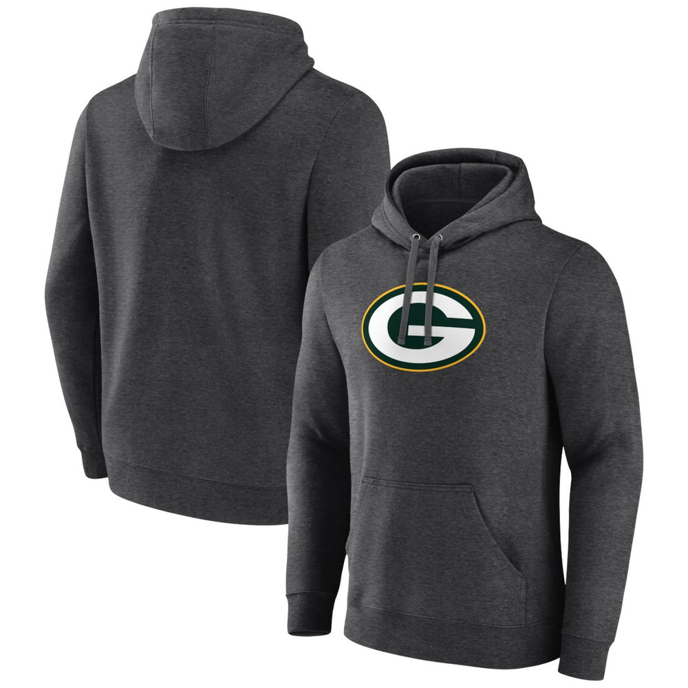 Green Bay Packers Primary Logo Fitted Pullover Hoodie Charcoal - NFL