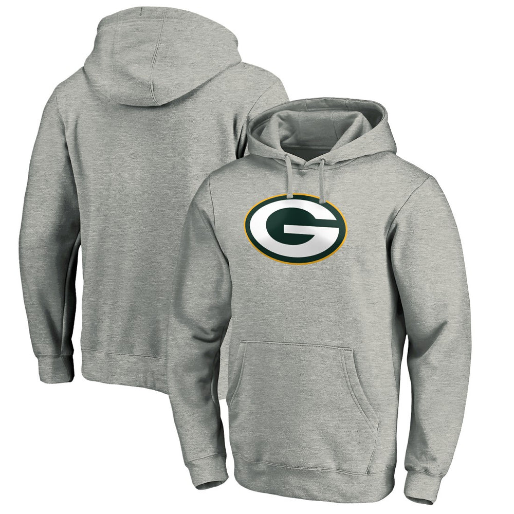 Green Bay Packers Primary Logo Fitted Pullover Hoodie Heather Gray - NFL