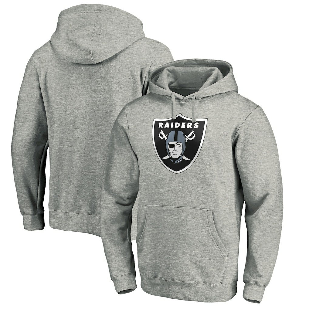 Las Vegas Raiders Primary Logo Fitted Pullover Hoodie Heather Gray - NFL