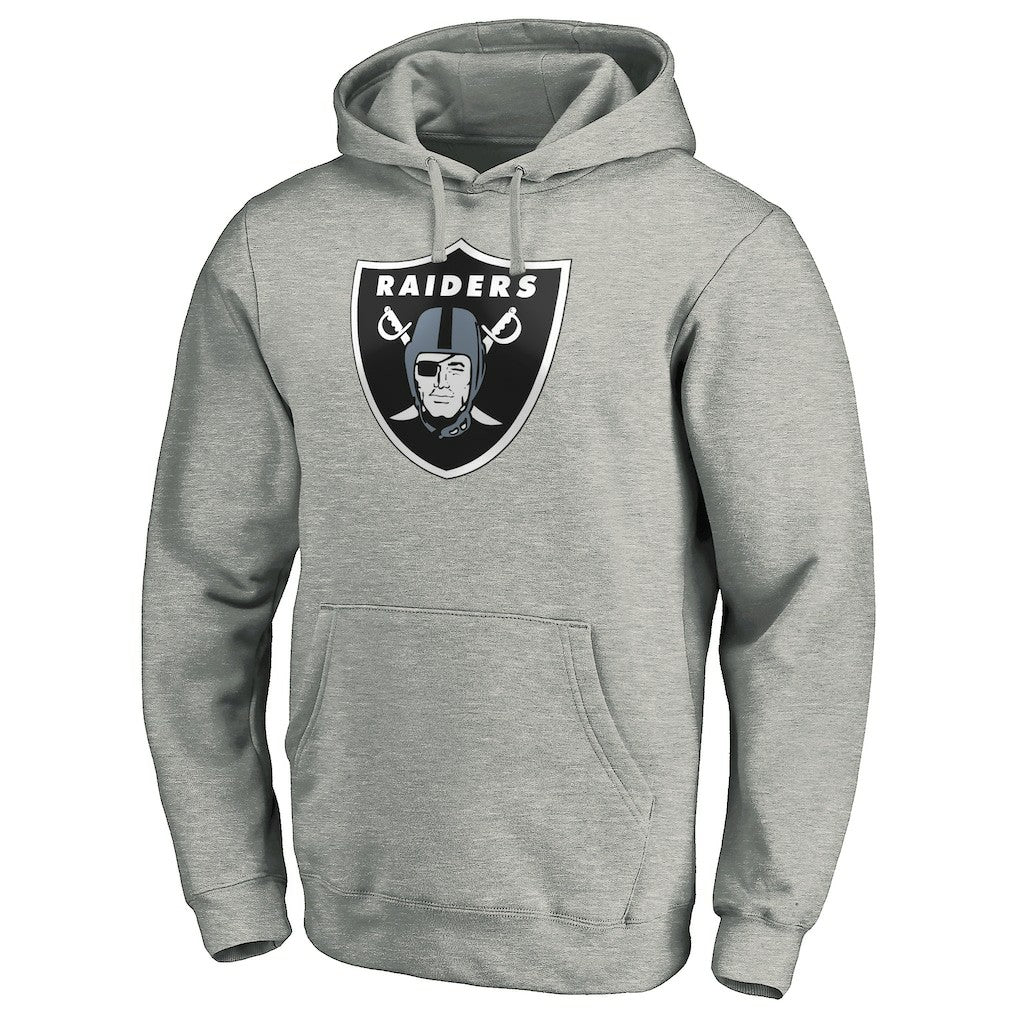 Las Vegas Raiders Primary Logo Fitted Pullover Hoodie Heather Gray - NFL