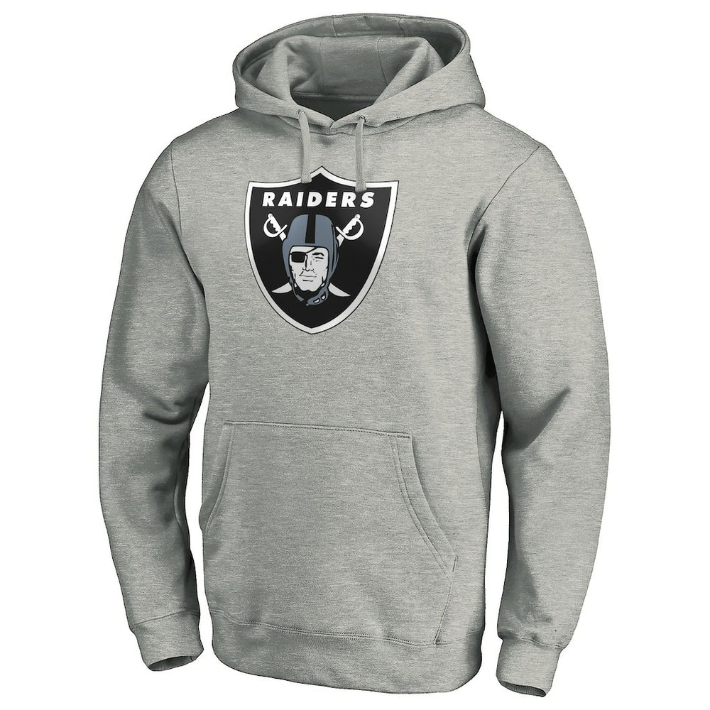 Las Vegas Raiders Primary Logo Fitted Pullover Hoodie Heather Gray - NFL