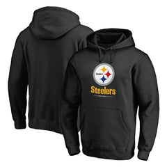 Pittsburgh Steelers Logo Team Lockup Fitted Pullover Hoodie Black - NFL