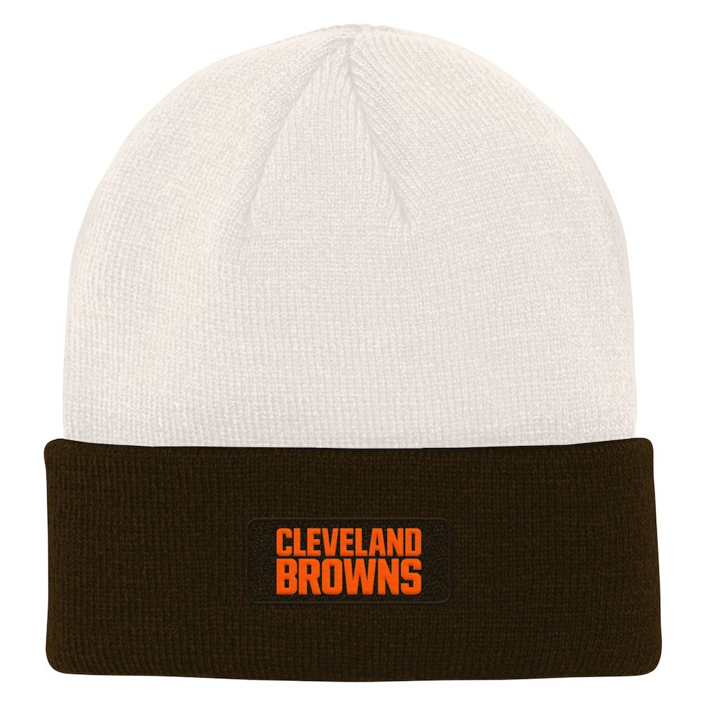 Cleveland Browns Youth Bone Cuffed Knit Hat Cream/Brown - NFL
