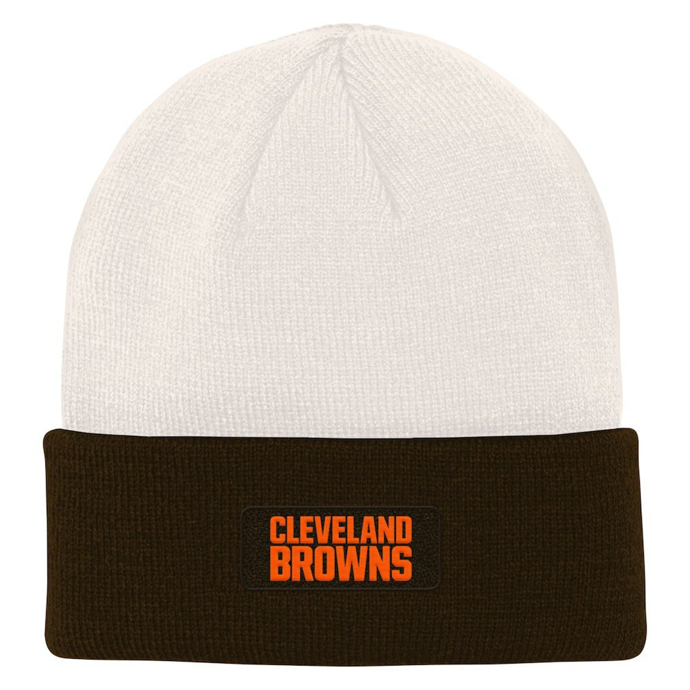 Cleveland Browns Youth Bone Cuffed Knit Hat Cream/Brown - NFL