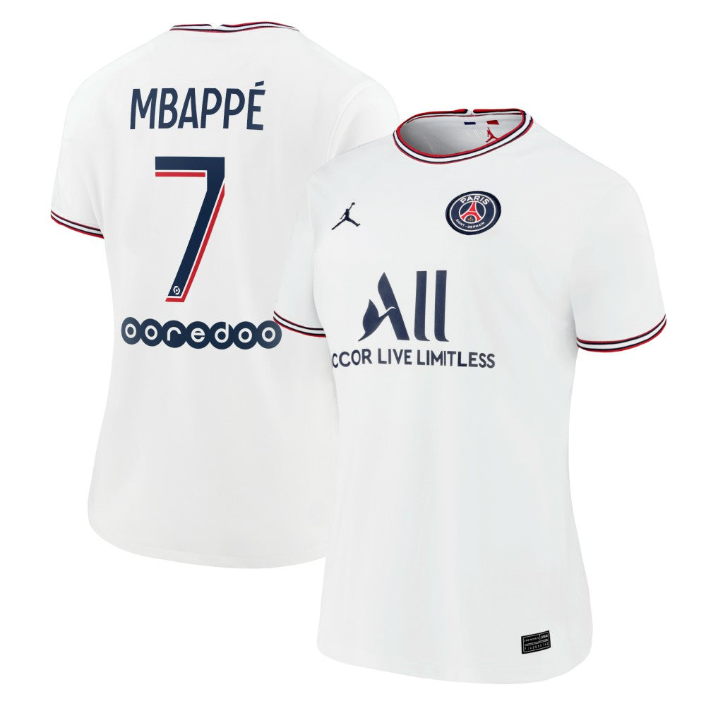 Jordan Kylian Mbappé Paris Saint-Germain Jordan Brand Women's 2021/22 Fourth Replica Jerseys - White