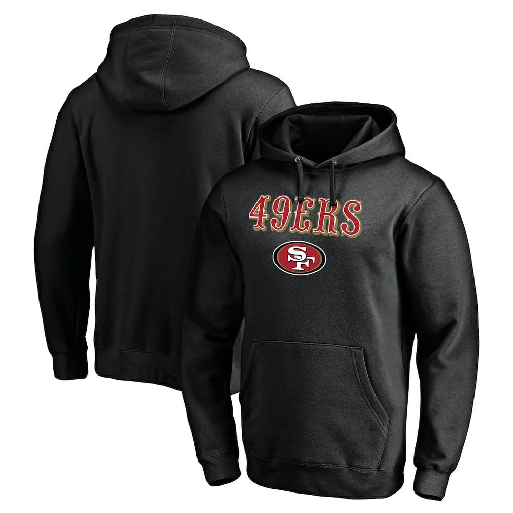 San Francisco 49ers Logo Team Lockup Fitted Pullover Hoodie Black - NFL