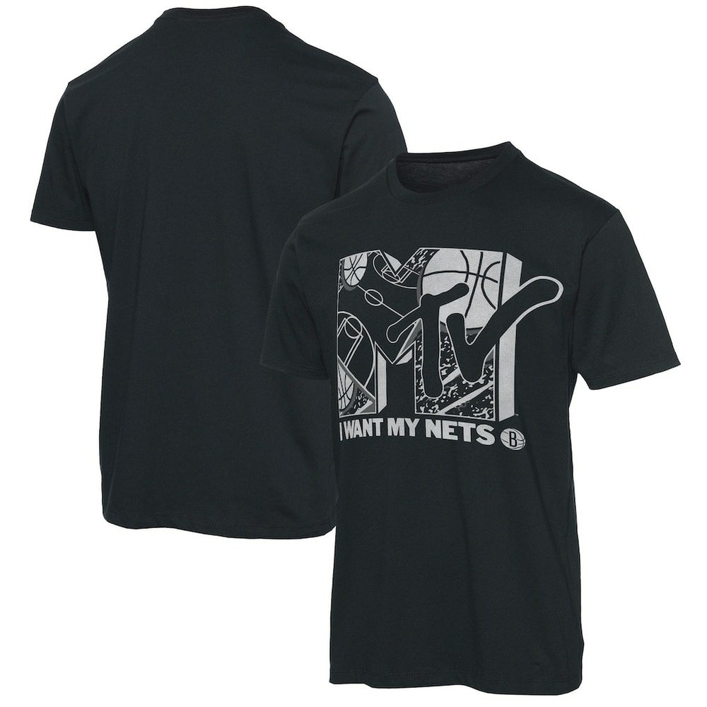 NBA - Brooklyn Nets Junk Food NBA x MTV I Want My T-Shirt - Black